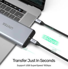 UNITEK USB-C 3.2 KABLO 2MT 5GBPS 4K (C14091ABK)