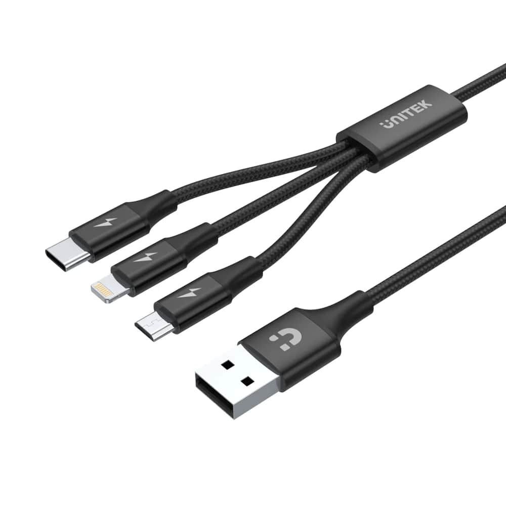 UNITEK USB-A 3in1 HIZLI ŞARJ 1.2MT 2.4A (C14049BK)