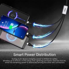 UNITEK TYPE-C 3in1 ŞARJ 1.5MT 20W (C14101BK-1.5M)